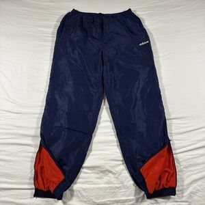 Vintage Adidas Navy Track Pants Mens 2XL Windbreaker Ankle Zip Red Fleece Lined
